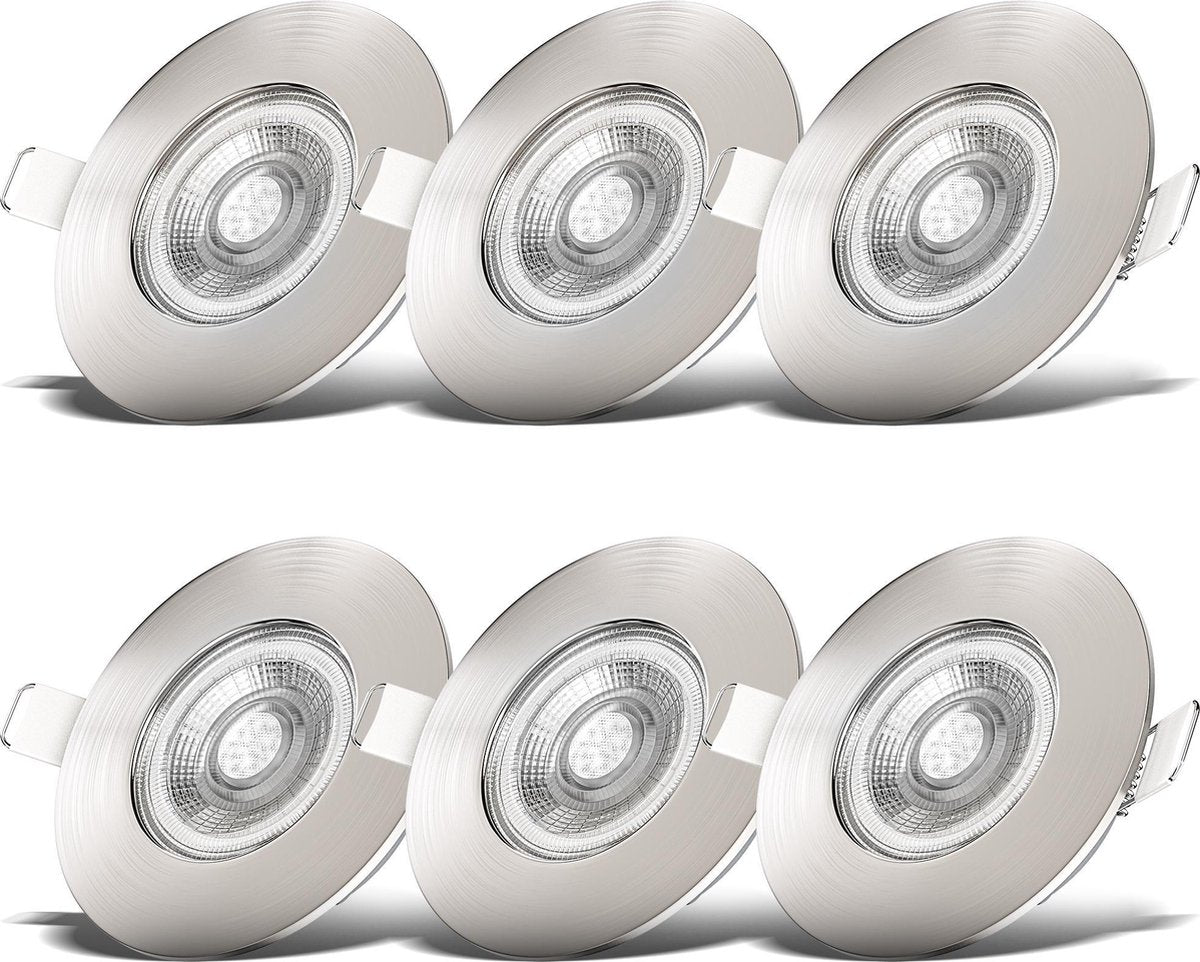 B.k.licht b.klicht - spots encastrables pour salle de bain - lot de 6 - éclairage de salle de bain LED - spots - ip44 - ø9cm - 3 000k - 460lm - 5w