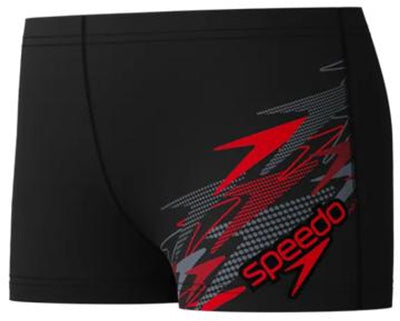 Speedo medley logo aqua shorts garçons maillot de bain de sport - noir rouge