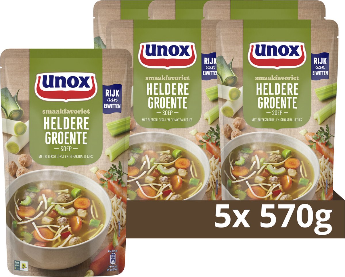 Unox - soupe en sachet - soupe de légumes claire - 5 sachets x 570 ml