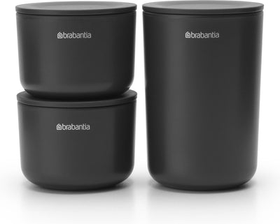 Brabantia renouveler ensemble de pots de conservation - 3 pièces - gris foncé