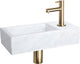 Ensemble fontaine Differnz Helios - 37,5x18,5x9,5cm - rectangle - 1 trou de robinetterie - robinet droit or mat - marbre pierre minérale