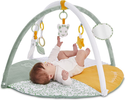 Tapis d'éveil photo réversible Sophie la girafe - baby gym - tapis d'éveil - lavable en machine - à partir de 0 mois - 50 x 90 x 90 cm - vert jaune blanc