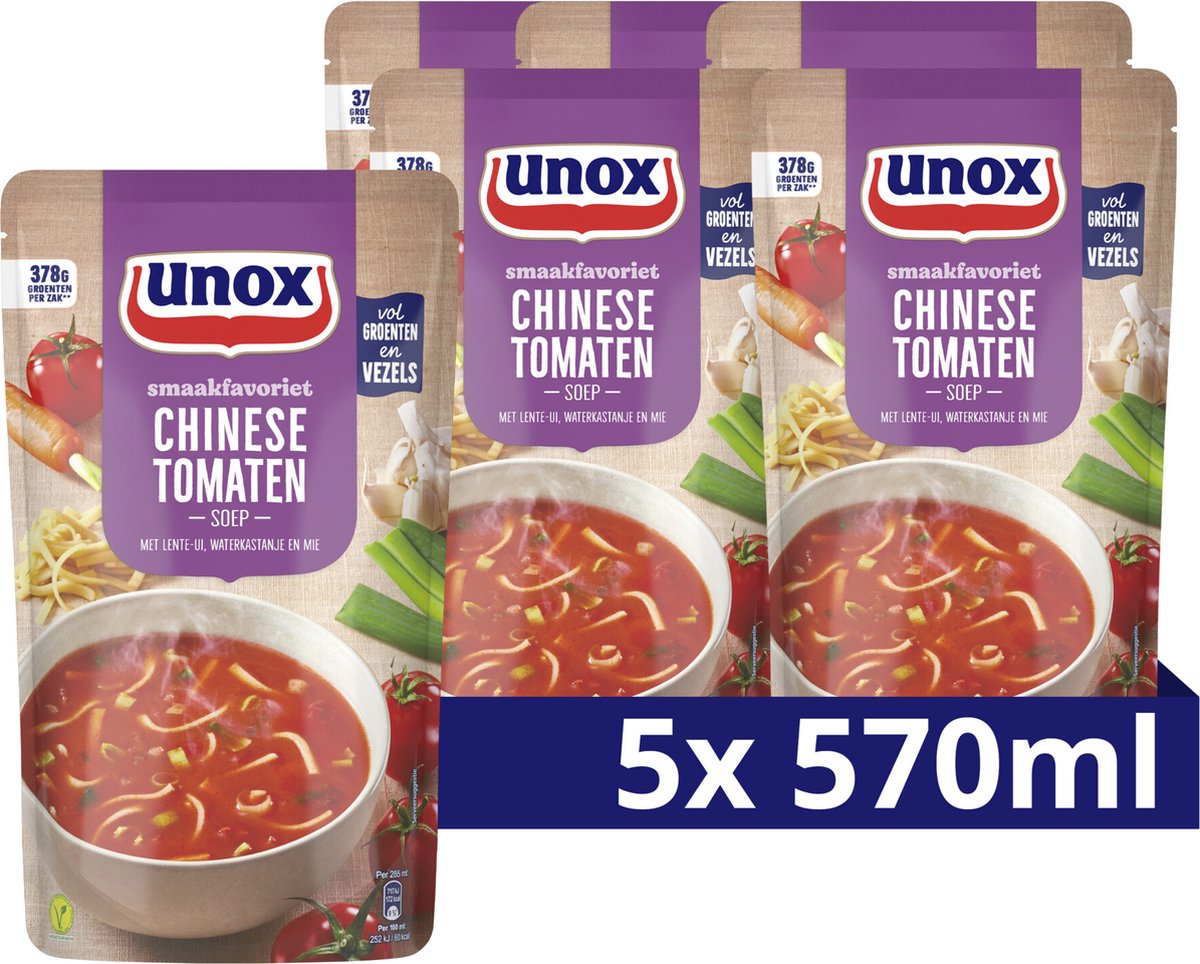 Unox - soupe en sachet - soupe chinoise aux tomates - 5 sachets x 570 ml
