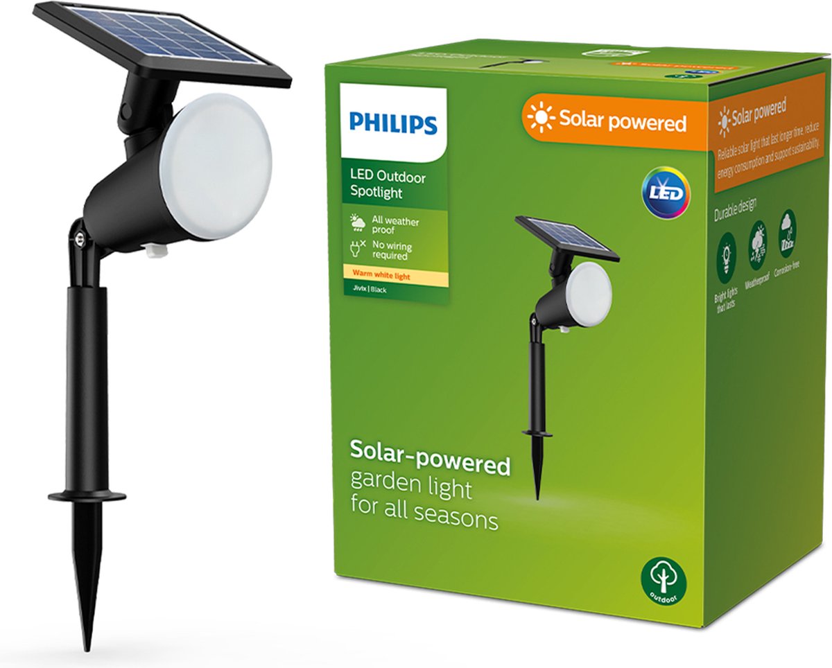 Philips LED Lampe sur pied solaire Philips Jivix avec brochette - noir
