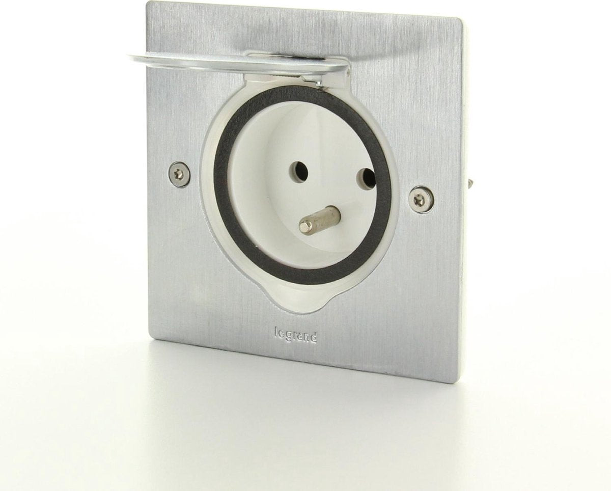 Prise murale de sol Legrand - 1v - ip44 - résistante aux chocs - inox