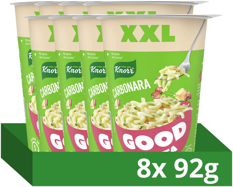 Knorr bonnes pâtes - carbonara xxl - sans colorants artificiels ni conservateurs - 8 x 92 g