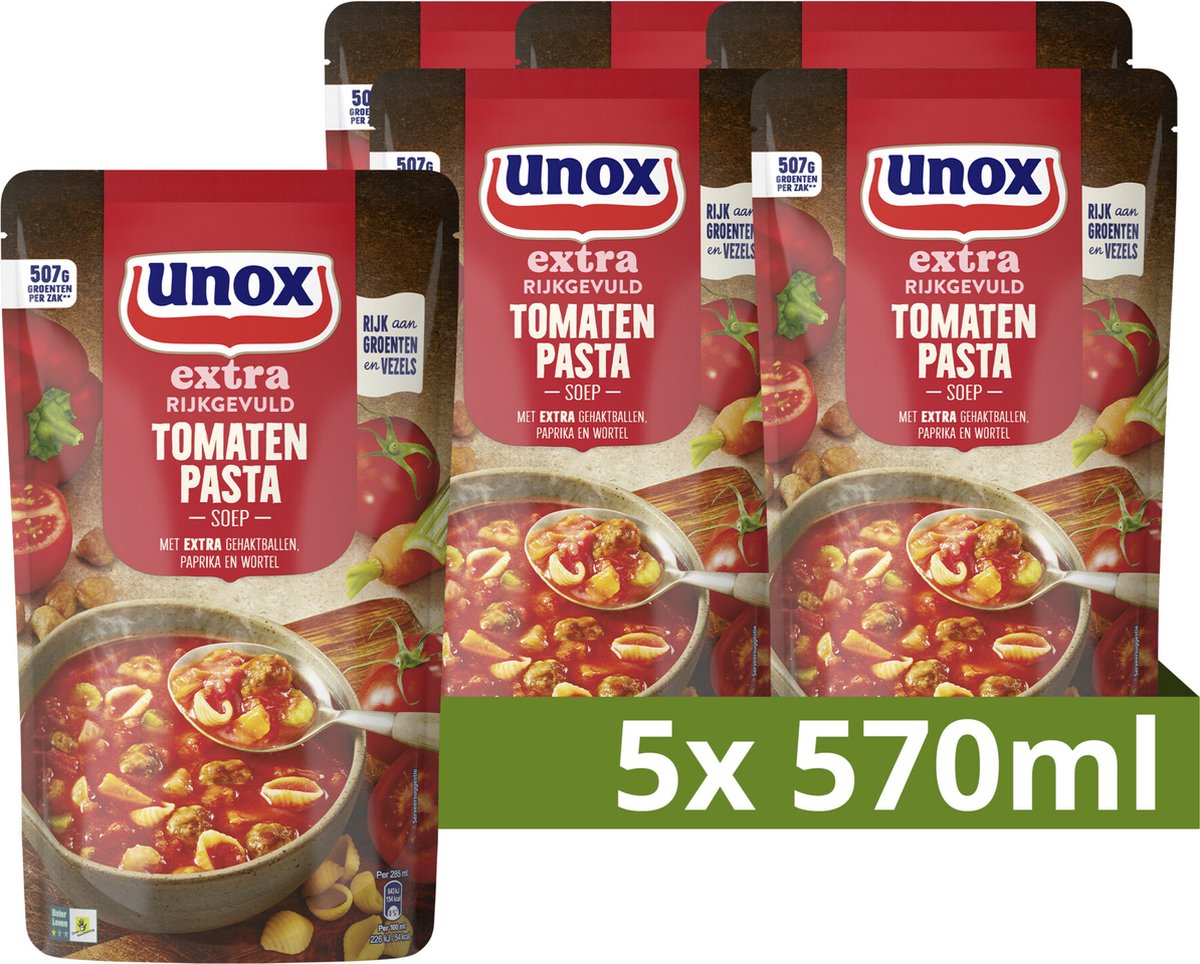 Unox - soupe extra riche en sachet - concentré de tomate - 5 sachets x 570 ml