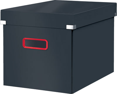 Grande boîte de rangement Leitz Click Store - Carton recyclé à 80 % - 32 x 31 x 36 cm (LxHxP) - Boîte de rangement pliable avec couvercle - Gris velours