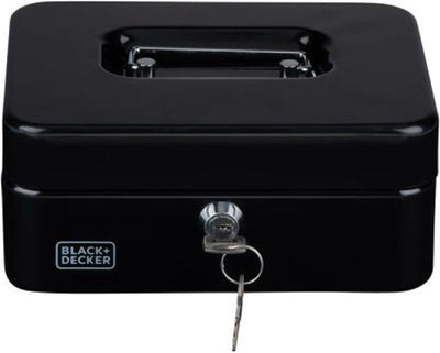 Caisse Black+decker avec clé - tiroir amovible à 5 compartiments - incl. 2 clés - 20 x 16 x 9 cm - métal - noir