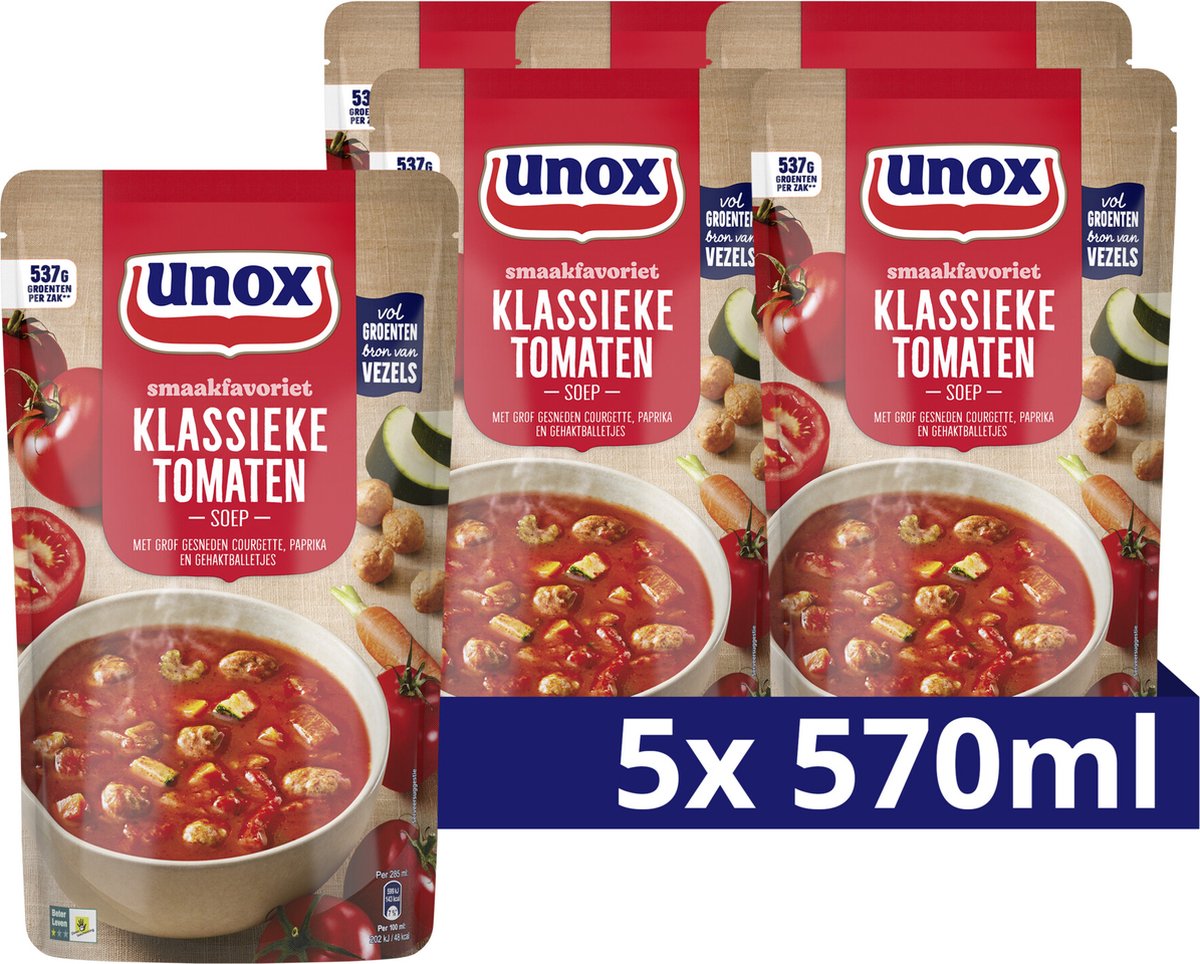 Unox - soupe en sachet - soupe classique aux tomates - 5 sachets x 570 ml