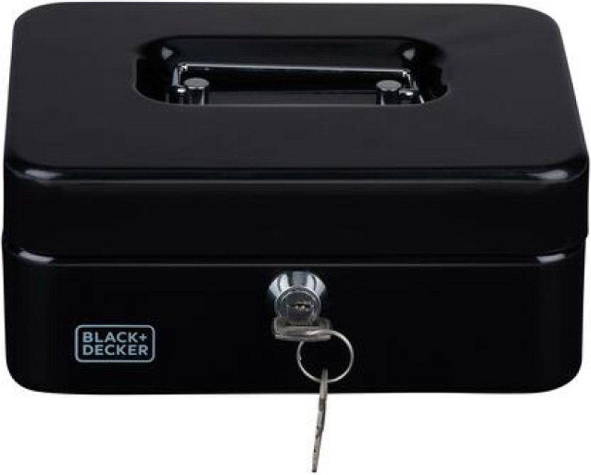 Caisse Black+decker avec clé - tiroir amovible à 5 compartiments - incl. 2 clés - 20 x 16 x 9 cm - métal - noir