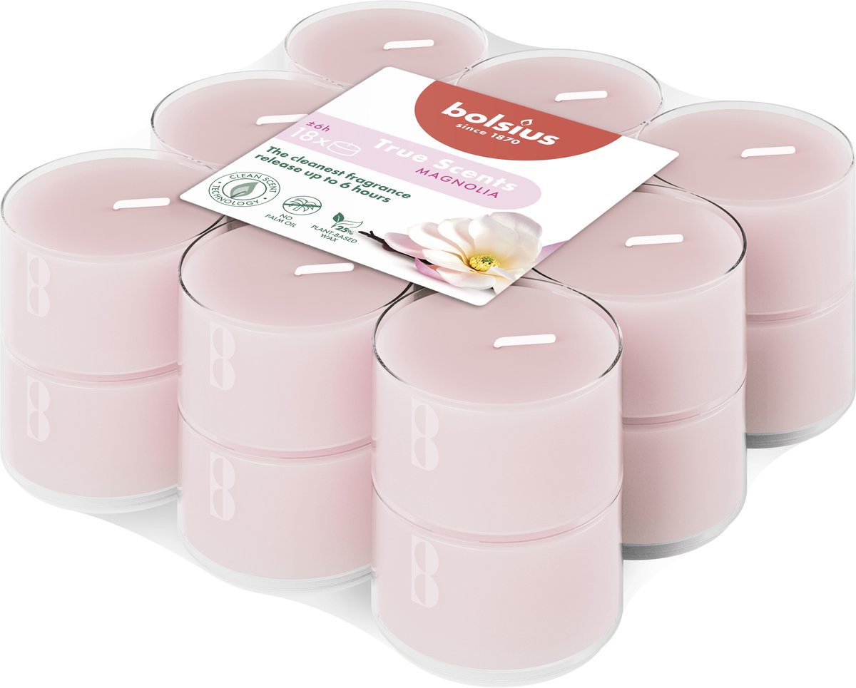 Bougies chauffe-plat parfumées Bolsius 18pcs magnolia