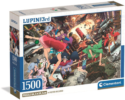 Clementoni - puzzle - 1500 pièces - boîte compacte lupin iii - puzzle pour adultes