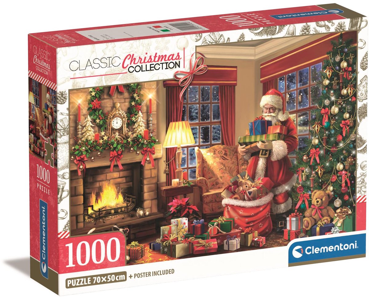 Clementoni – puzzle – 1000 pièces – Collection Noël – Visite du Père Noël – puzzle pour adultes