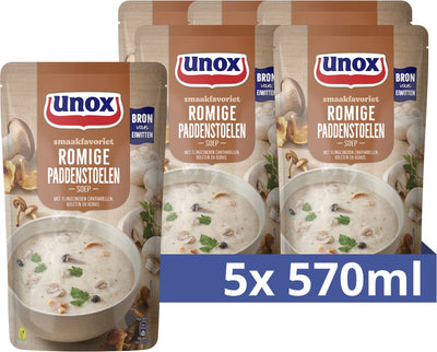 Unox - soupe en sachet - champignons crémeux - 5 sachets x 570 ml