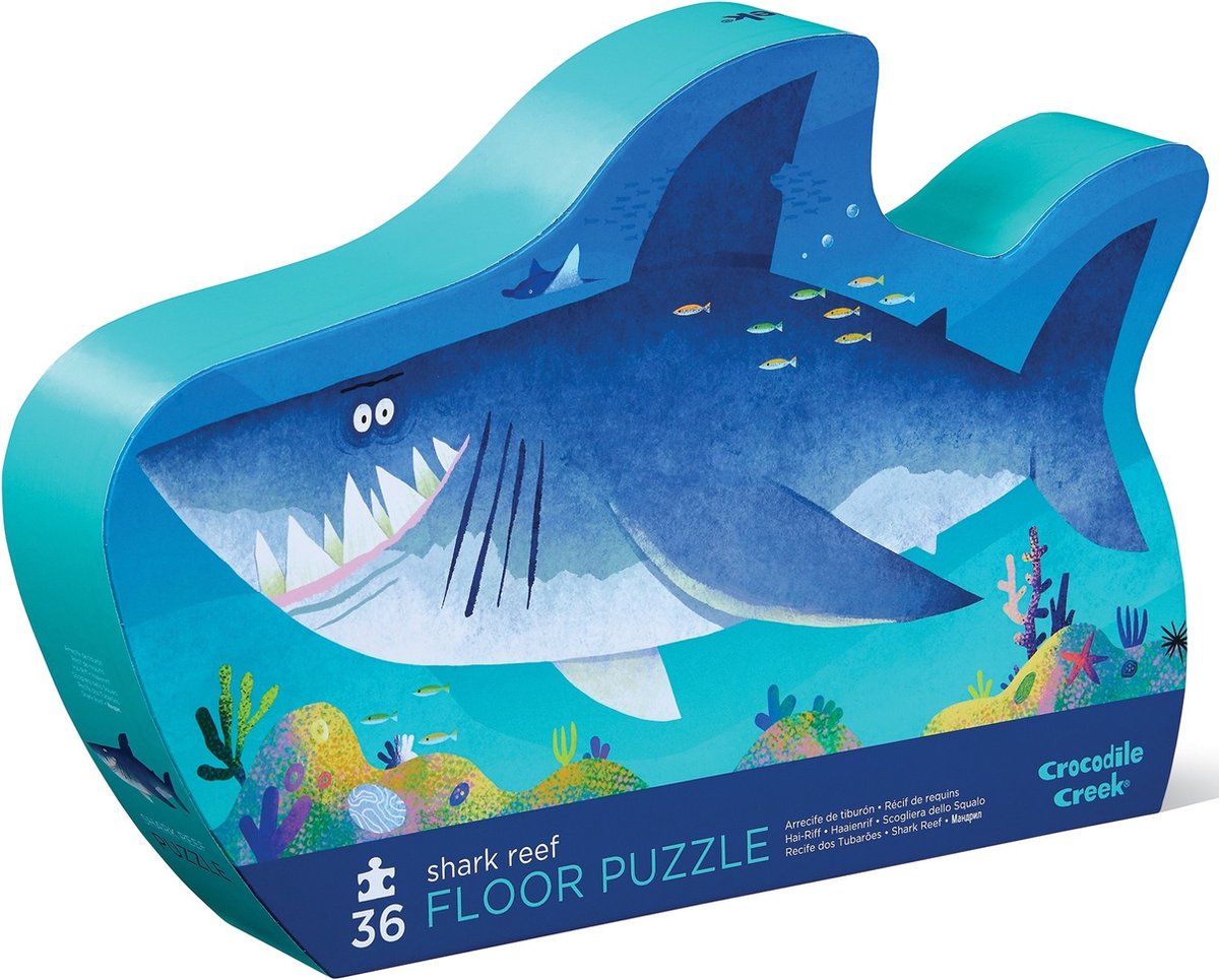Ruisseau aux crocodiles | Puzzles en forme de boîte, 36 pièces - récif de requin