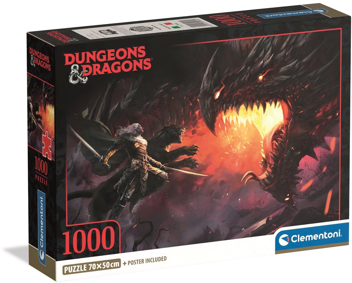 Clementoni - puzzle - 1000 pièces - boîte compacte donjons dragons 2025 - puzzle pour adultes