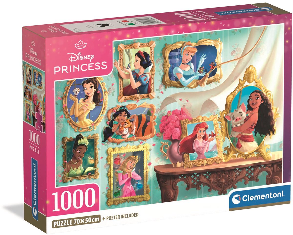 Clementoni - puzzle - 1000 pièces - princesse disney - boîte compacte