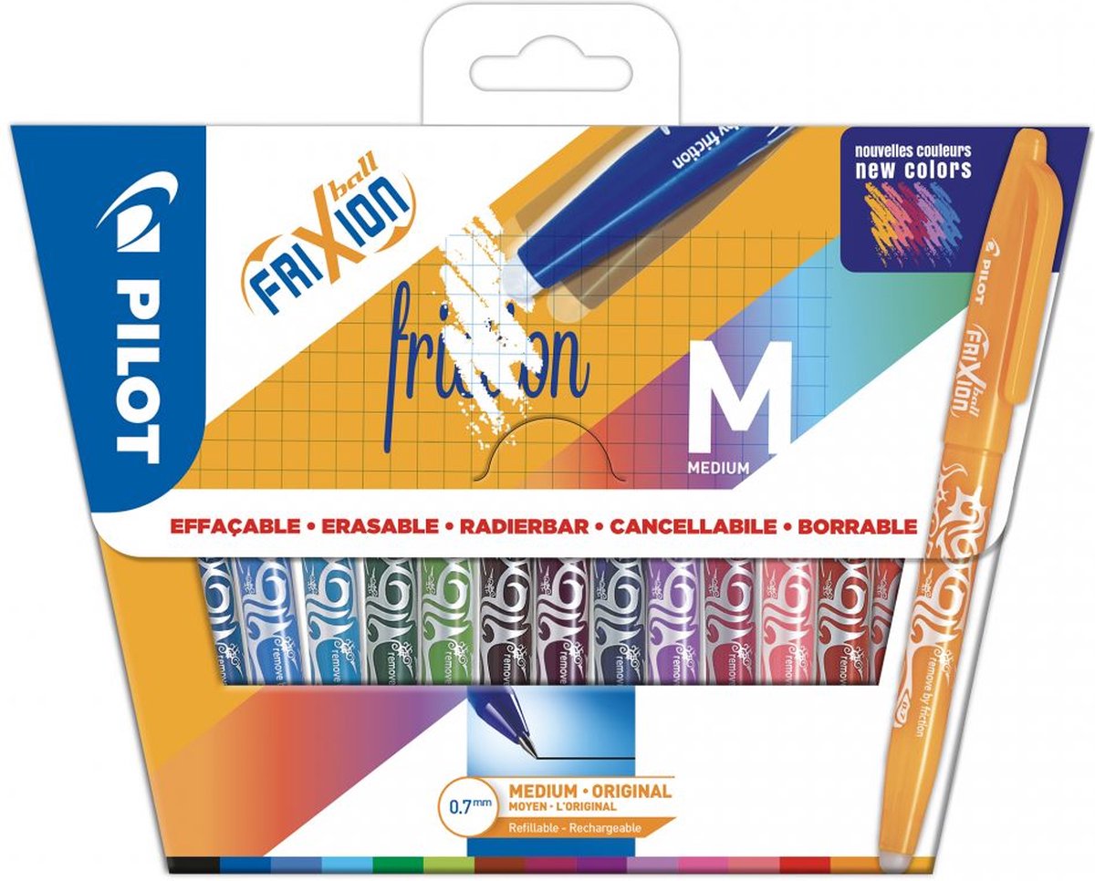 Pilot frixion - set stylo roller - effaçable - 12 pièces en carton