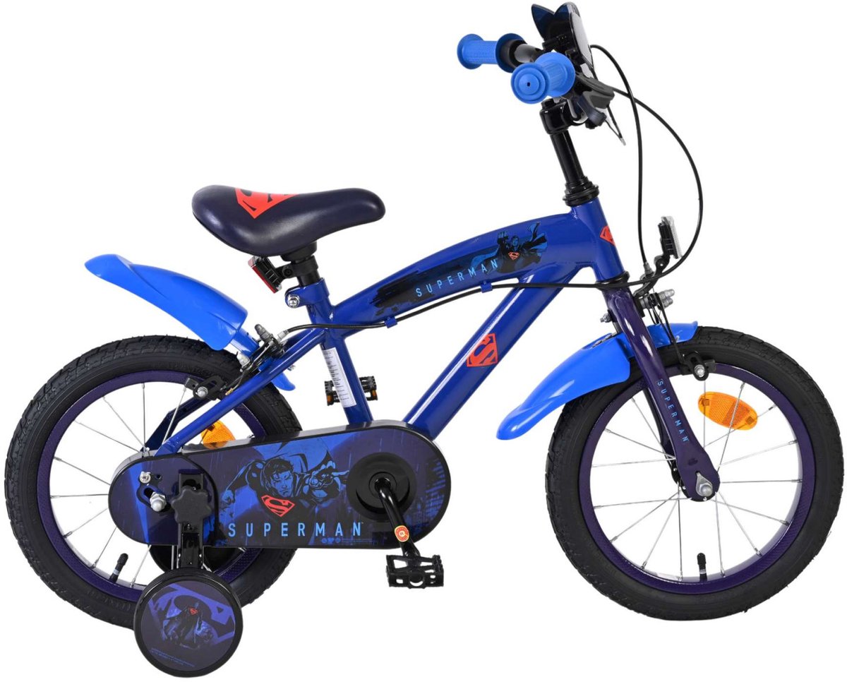 Vélo pour enfants Superman - garçons - 14 pouces - bleu - deux freins à main