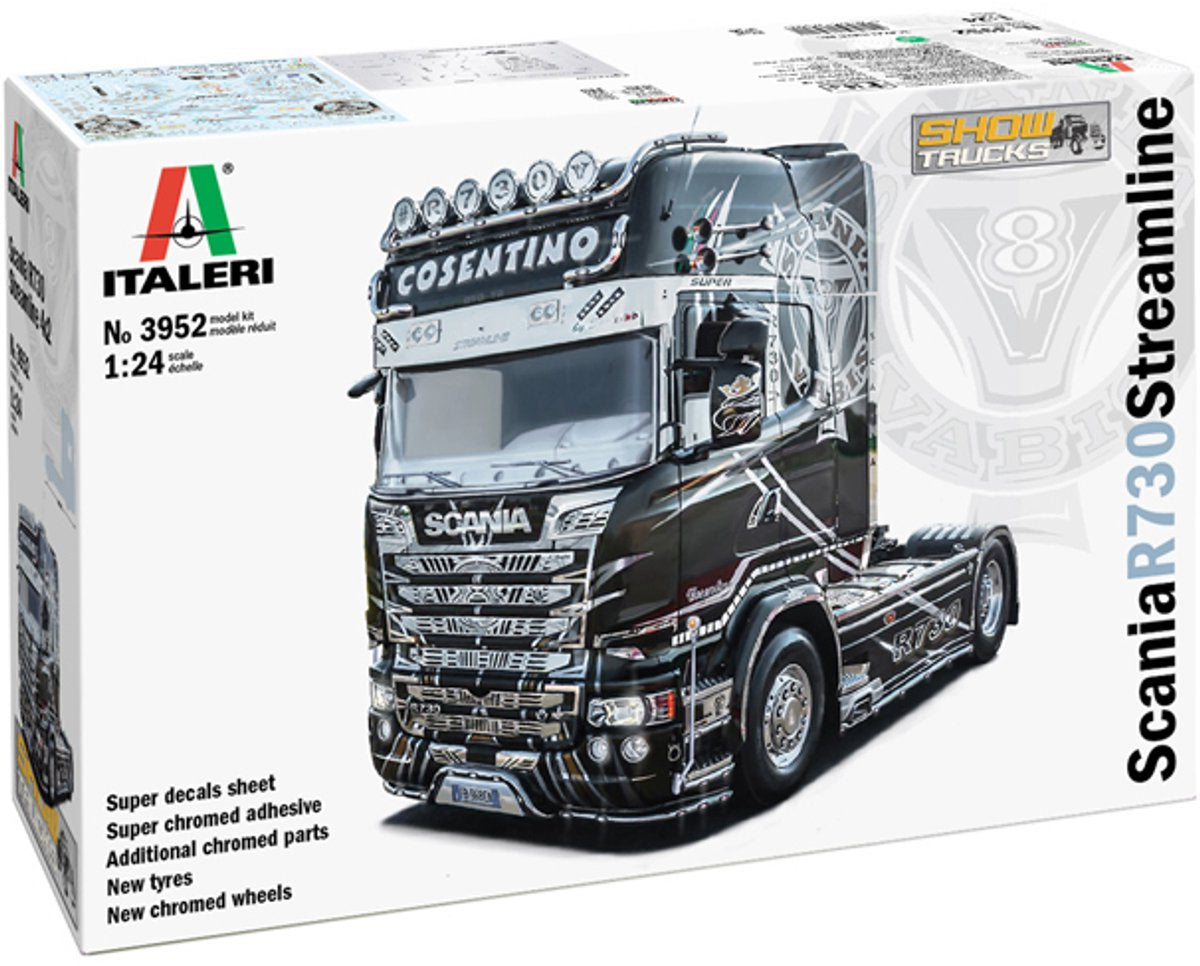 Italeri modélisme kit camions - 3952 scania r730 v8 streamline - show truck plastique - 1:24 - modélisme