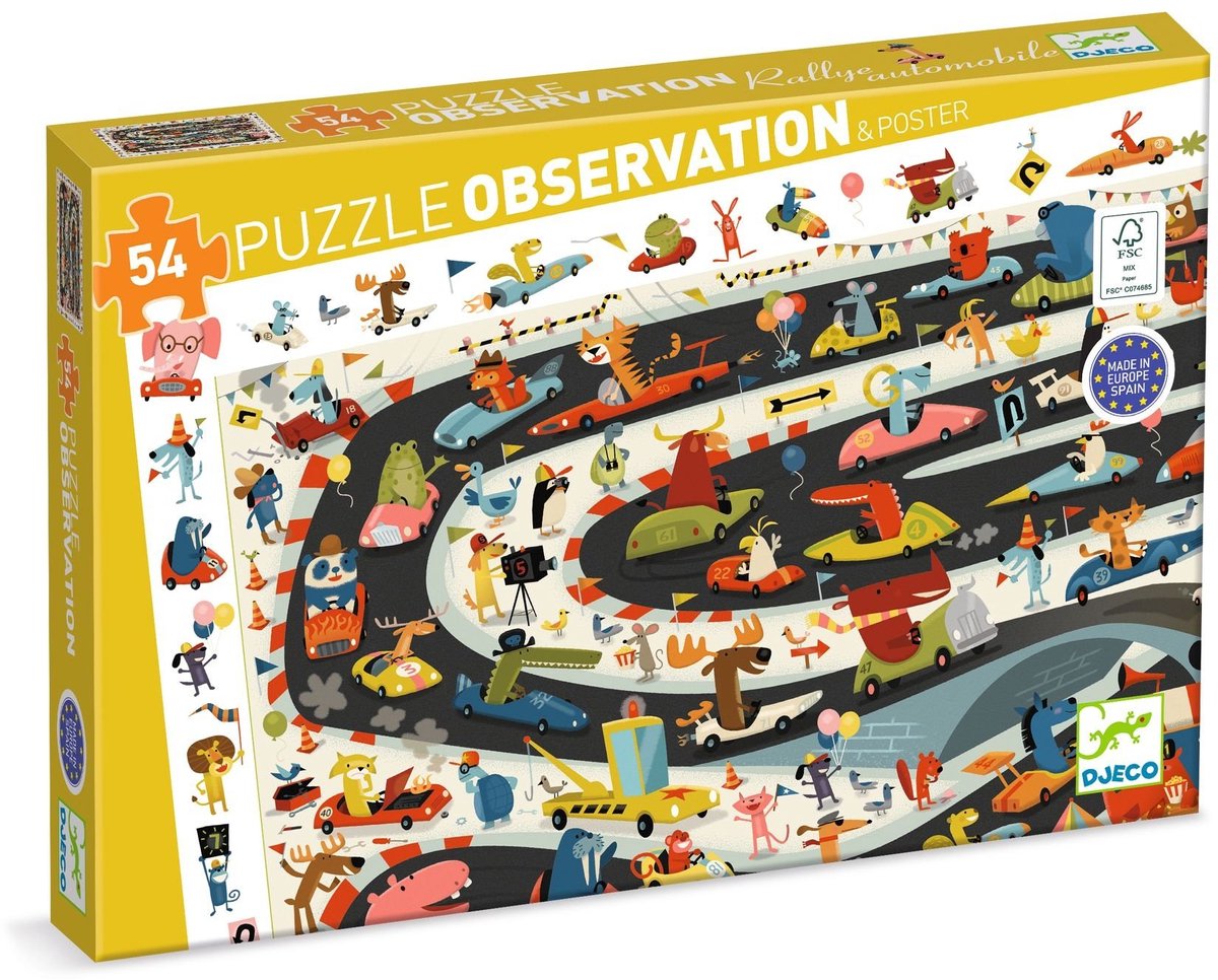 Djeco - puzzle - rallye automobile - 54 pièces