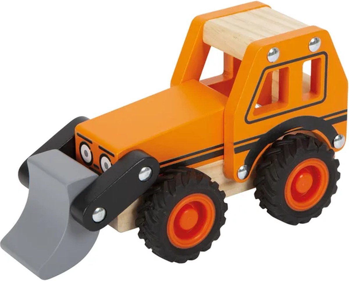 Excavatrice en bois à petit pied orange