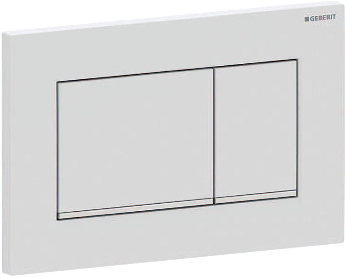 Plaque de commande Geberit sigma20 - affleurante 2 boutons - boutons rectangulaires - blanc mat facile à nettoyer