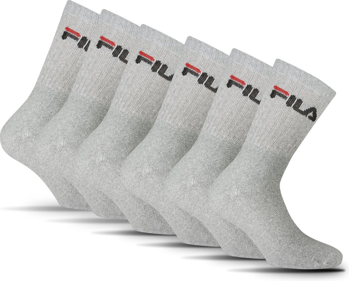 Chaussettes de sport Fila Crew - taille 35 38 - paquet de 6 - gris