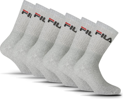 Chaussettes de sport Fila Crew - taille 35 38 - paquet de 6 - gris