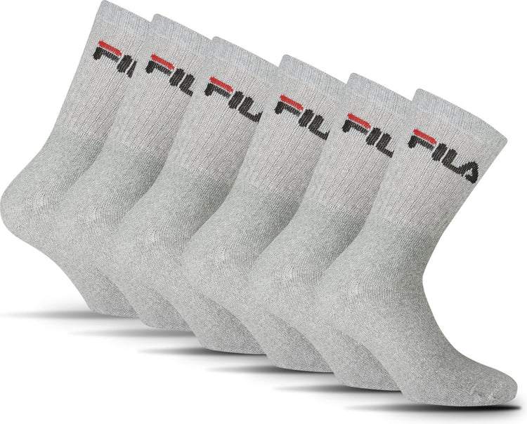 Chaussettes de sport Fila Crew - taille 35 38 - paquet de 6 - gris