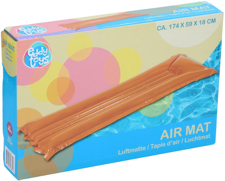 Tapis gonflable Eddy Toys - Tapis gonflable 174 x 59 x 18 cm avec oreiller - Matelas pneumatique - Tapis gonflable jusqu'à 80 kg - Tapis gonflable pour piscine pour adultes et adolescents - Orange