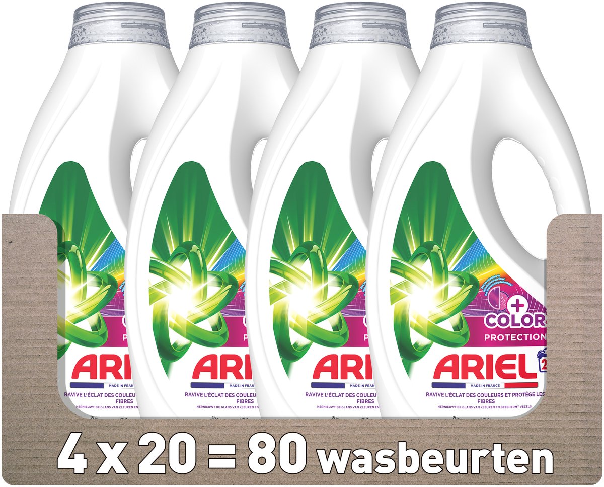 Lessive liquide Ariel + protection couleur - 4 x 20 lavages