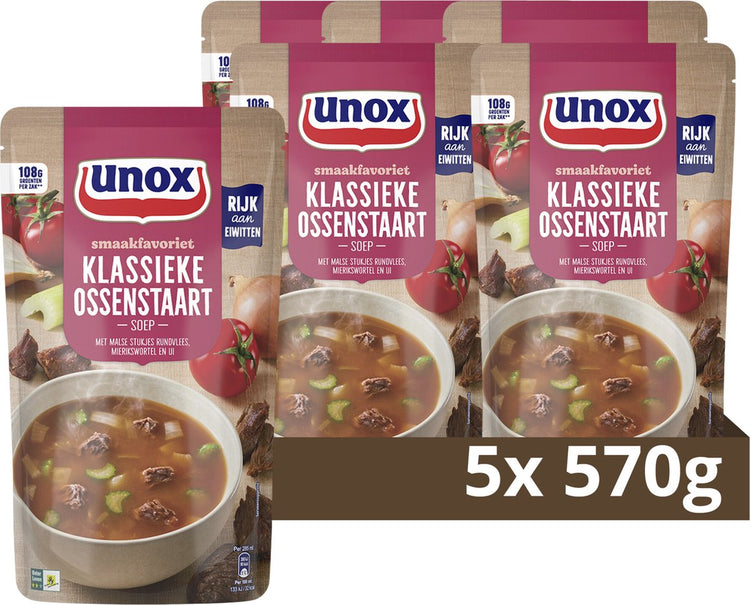 Unox - soupe en sachet - soupe classique à la queue de bœuf - 5 sachets x 570 ml