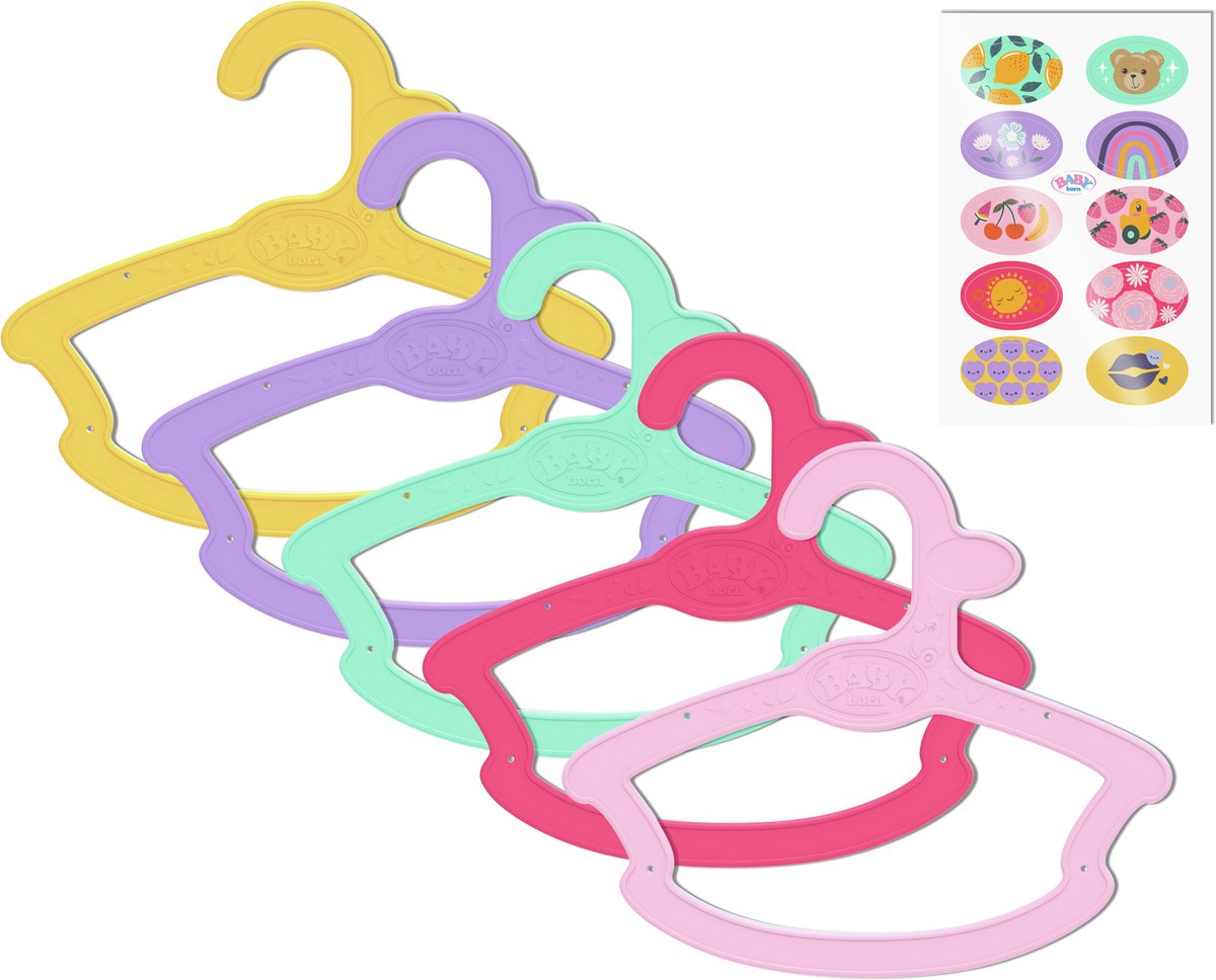 Baby born - cintres - pack de 5 - différentes couleurs - 43 cm