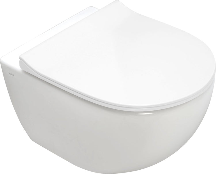 Pack WC suspendu Plieger zano avec WC mural à chasse d'eau rim-ex avec montage encastré 36,5x54cm avec abattant WC slim avec fermeture amortie avec lift-off blanc