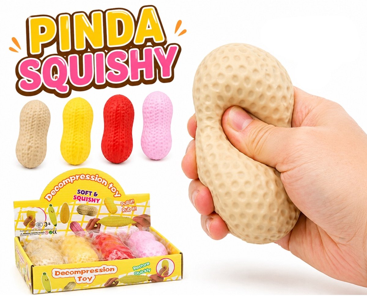 Squishy cacahuète Jakks - 1 exemplaire - balle à presser pour la main - 10 cm de large - jouets fidget