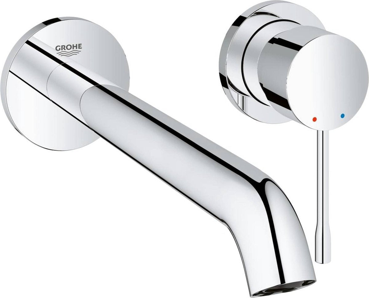 Grohe essence nouveau robinet de lavabo mural à encastrer - meuble à encastrer - sans meuble à encastrer - bec long - chrome - économie d'eau