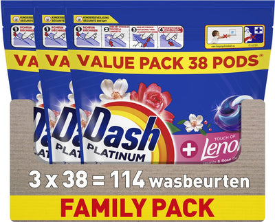 Dosettes de lessive Dash Platinum® - jasmin et rose de mai - 3 x 38 lavages