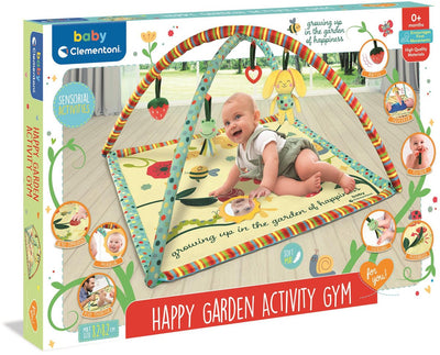 Clementoni - tapis de jeu bébé jardin du bonheur - salle de jeux d'activités - salle de sport bébé avec arche de jeu - à partir de 0 mois
