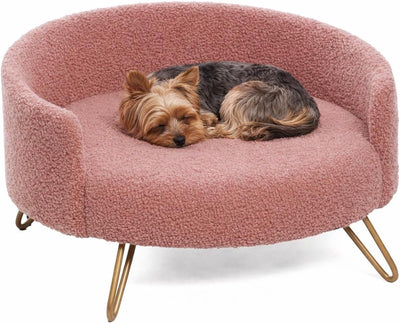 Lit pour chien Flamingo – canapé chien – canapé chat – dizco rond rose – 51 x 50 x 30,5 cm – pieds en métal