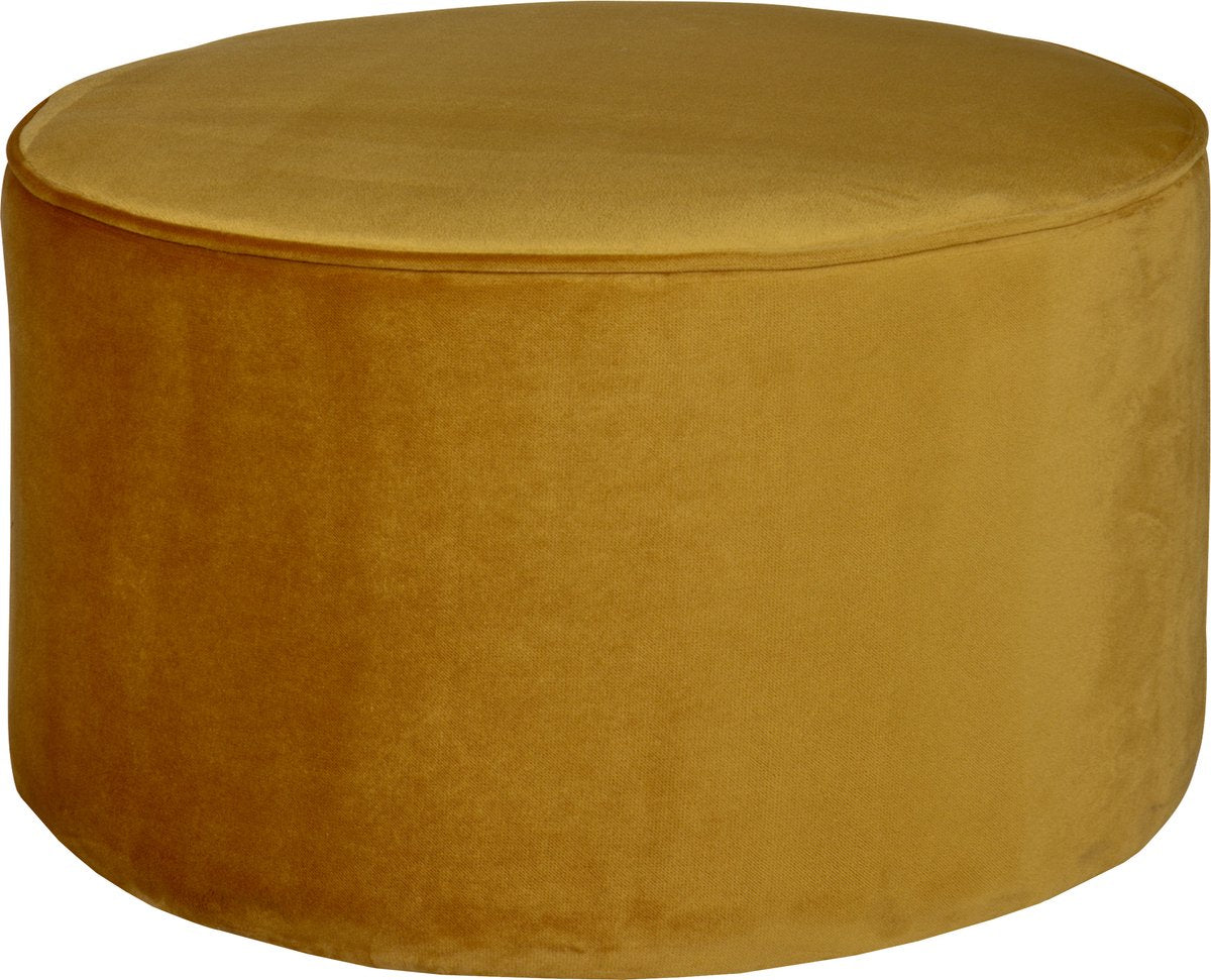 Woood pouf sara bas - velours - ocre - 36x60x60