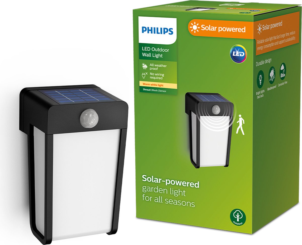 Philips LED Applique solaire Philips Shroud - avec élément lumineux opale
