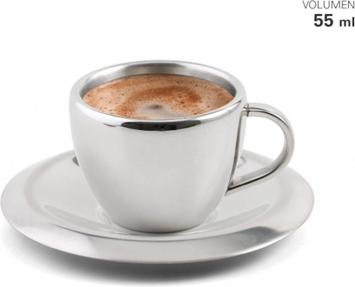 Karl weis - tasse et soucoupe - expresso - acier inoxydable
