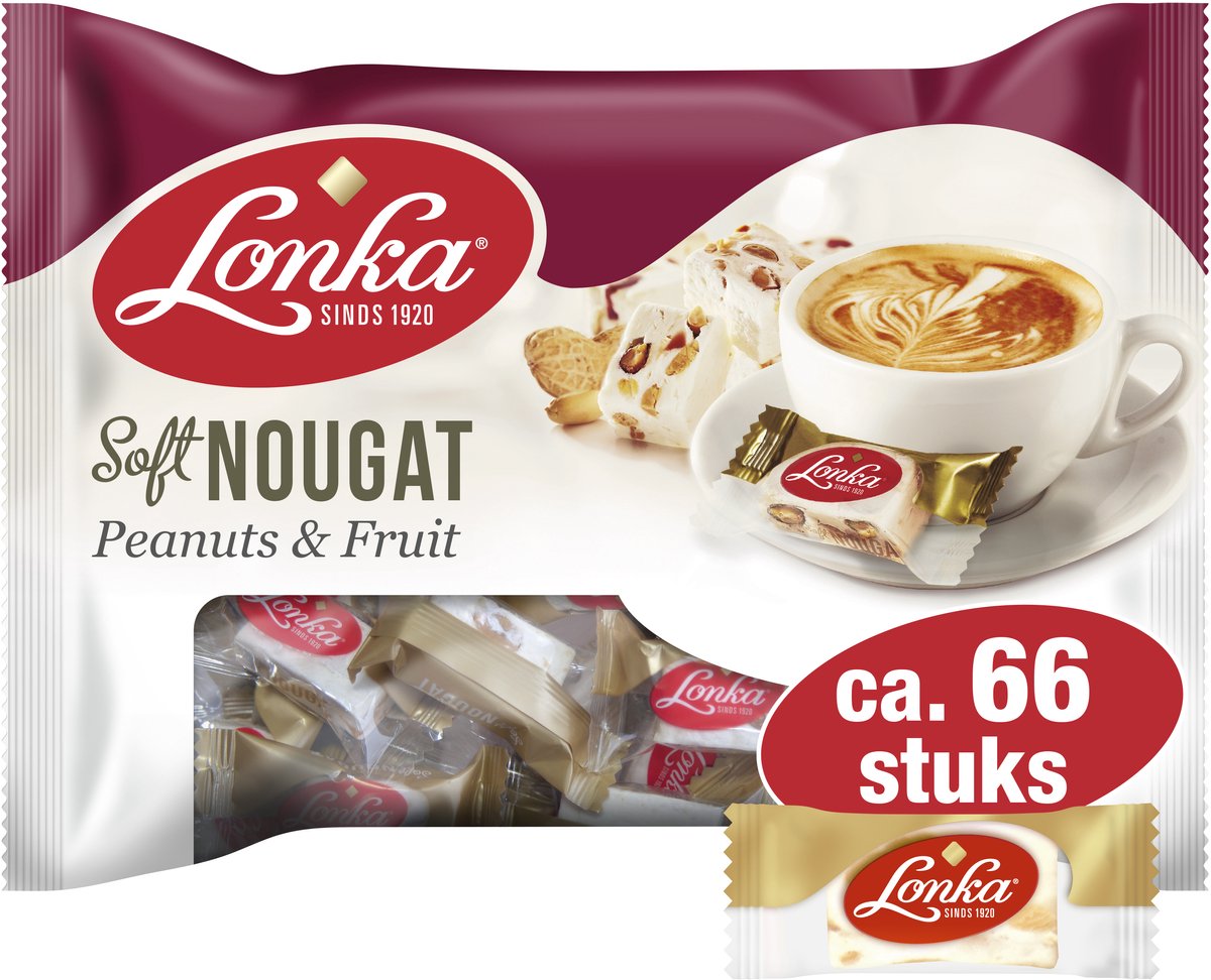 Lonka nougat tendre cacahuète - emballé individuellement - sachet de 800g