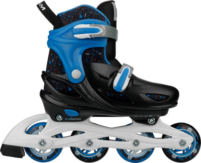 Patins à roues alignées Nijdam - réglables - enfants - noir bleu - taille 25-28