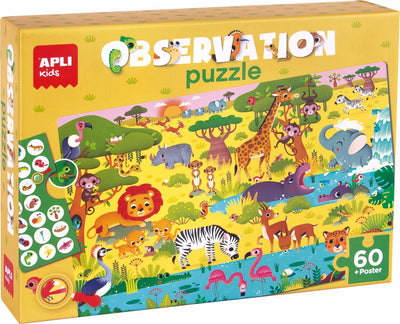 Apli kids - puzzle d'observation de la jungle junior (60 pièces).