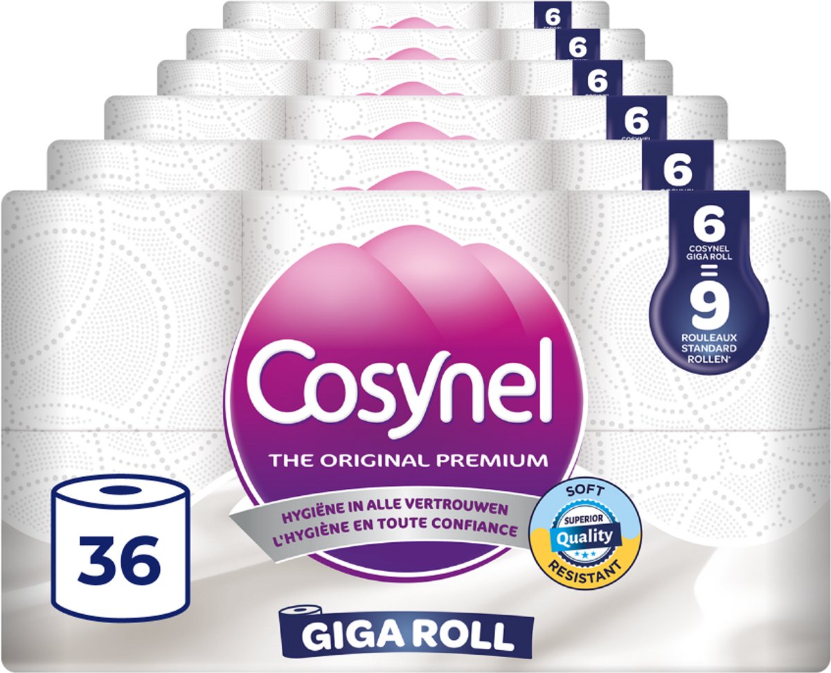 Papier toilette Cosynel 36=54 rouleaux - giga rouleau blanc - 3 couches - pack économique