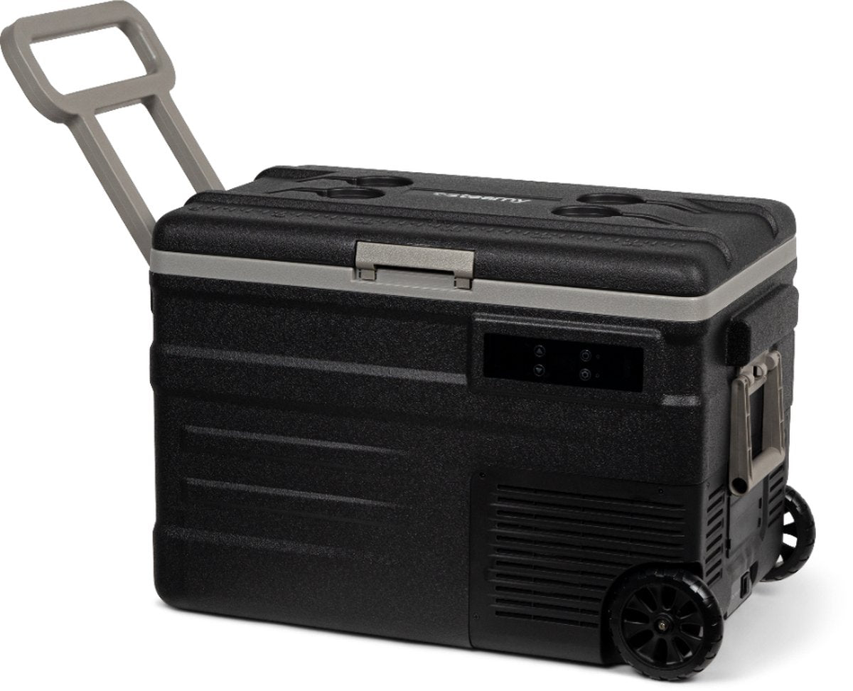 Steamy -e glacière électrique à compresseur à rouleau mono zone sur roulettes - mono zone - 45 litres - 12v et 230v - pour voiture et camping - noire