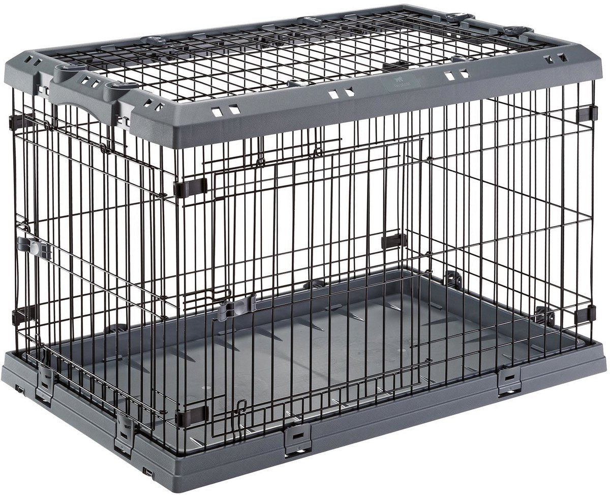 Cage pour chien Ferplast supérieure grise - banc - 92x58x62 cm